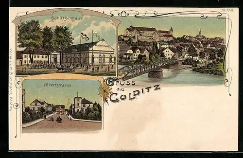 Lithographie Colditz, Schützenhaus, Albertstrasse