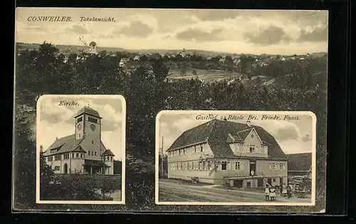 AK Conweiler, Gasthof zum Rössle, Kirche, Totalansicht