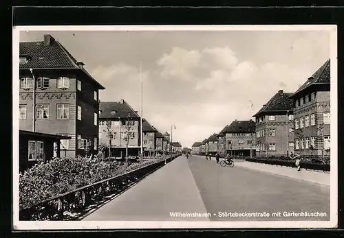 AK Wilhelmshaven, Störtebeckerstrasse mit Gartenhäuschen