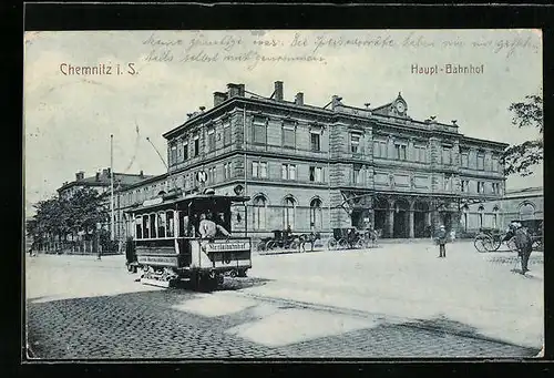 AK Chemnitz, Strassenbahn am Hauptbahnhof