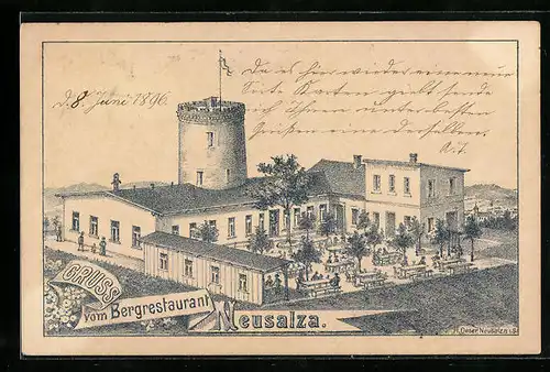 Lithographie Neusalza, Bergrestaurant Neusalza