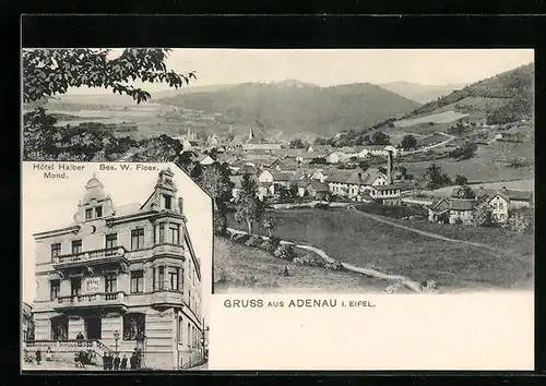 AK Adenau i. Eifel, Hotel Halber Mond, Ortsansicht