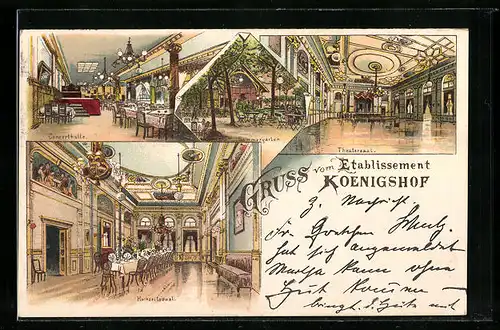 Lithographie Berlin, Etablissement Koenigshof, Theatersaal