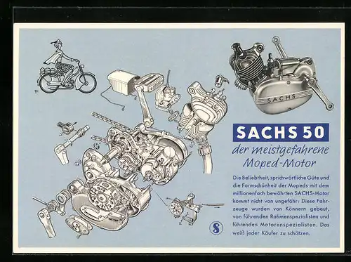 AK Moped-Motor, Reklame für Sachs 50