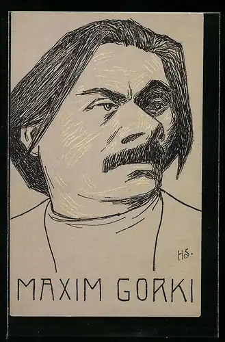 Künstler-AK Portrait von Maxim Gorki