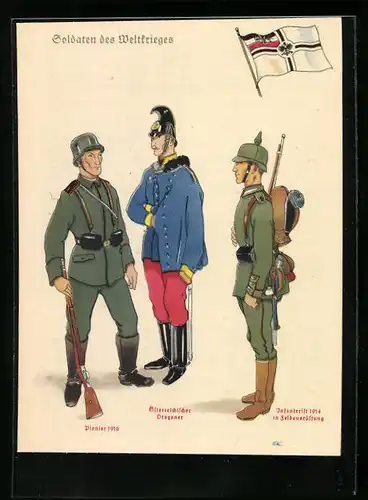 AK Pionier in Uniform 1916, Österreichischer Dragoner