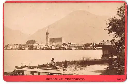 Fotografie Baldi & Würthle, Salzburg, Ansicht Egern am Tegernsee, Blick über den See nach der Stadt mit Kirche