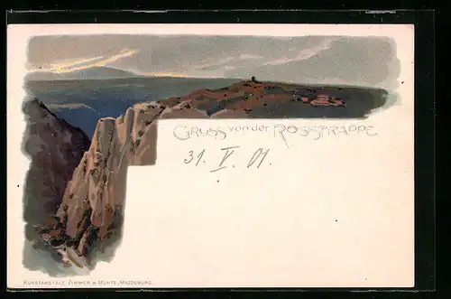 Lithographie Thale, Partie am Hirschgrund