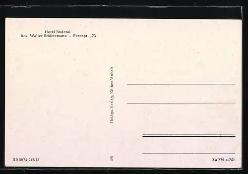 AK Rübeland, Hotel Bodetal