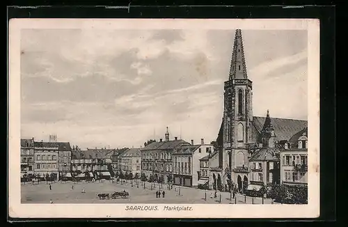 AK Saarlouis, Marktplatz mit Kirche