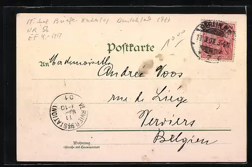 Lithographie Berlin, Spittelmarkt mit Strassenbahn