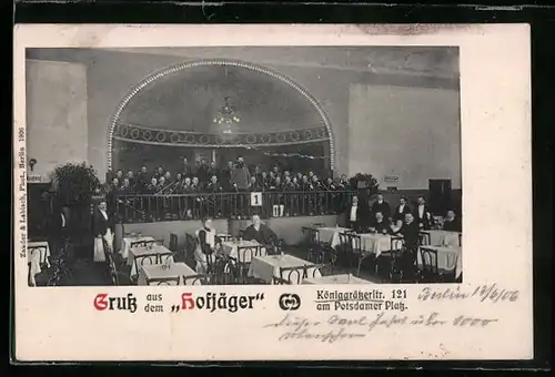 AK Berlin, Gasthaus Hofjäger, Königgrätzerstr. 121 am Potsdamer Platz, Innenansicht