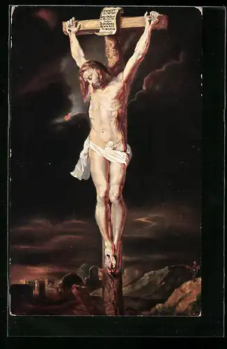 AK Christus am Kreuz, Religion