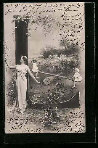 AK Kinder schaukeln am Buchstaben L