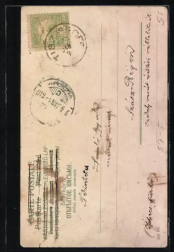 AK Liebespaar liegt unter einem Pilz