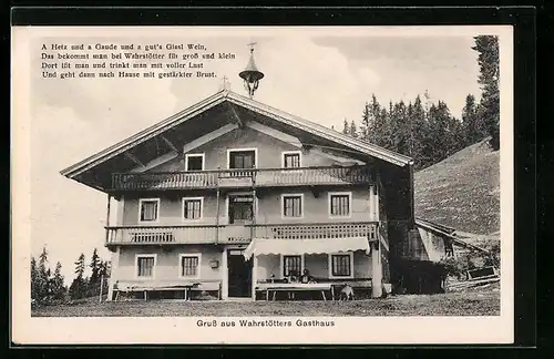 AK Hopfgarten, Salvenberg, Mittestation von der hohen Salve, Wahrstätters Gasthaus