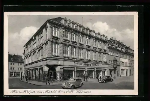 AK Weimar, Mode-Kaufhaus von Hans Kröger am Markt