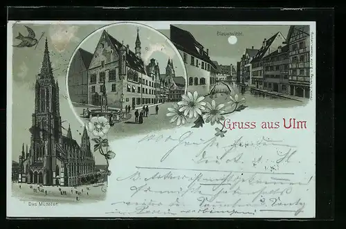 Lithographie Ulm, Rathaus, Münster