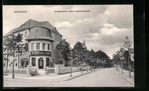 AK Berlin-Zehlendorf, Kleiststrasse Ecke Lessingstrasse mit Konditorei & Café