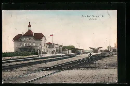 AK Güsten i. A., Westseite vom Bahnhof