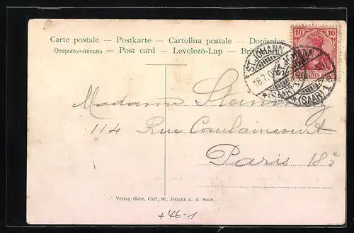 AK St. Johann, Obere Bahnhofstrasse mit Strassenbahn