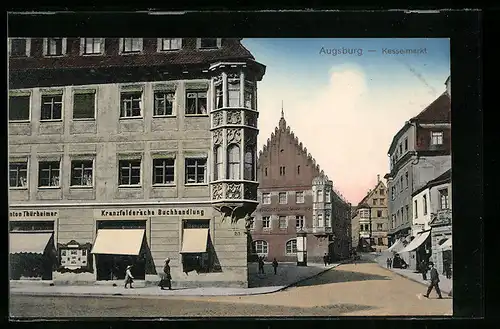 AK Augsburg, Kesselmarkt, Kranzfeldersche Buchhandlung