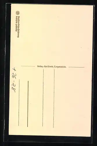 Steindruck-AK Tangermünde, Hünerdorfer Torturm und St. Stephanskirche