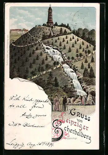 Lithographie Leipzig, Scherbelberg im Rosenthal