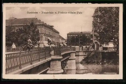 AK Gumbinnen, Pissabrücke mit Friedrich-Wilhelm-Platz