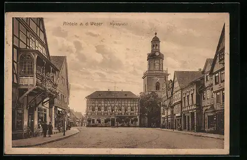 AK Rinteln a. Weser, Marktplatz mit Geschäften