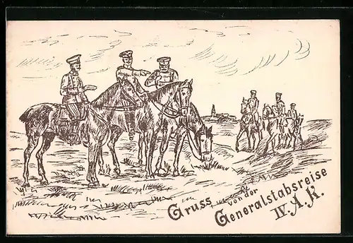 Künstler-AK Gruss von der Generalstabsreise IV. A. K.