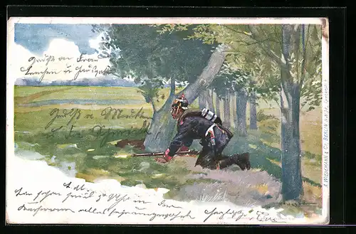 Künstler-AK Soldat der Infanterie mit Karabiner