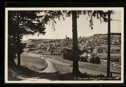 AK St. Georgen /bad. Schwarzwald, Ortsansicht mit Umland