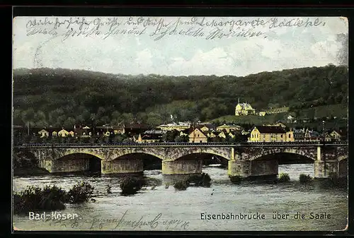 AK Bad-Kösen, Eisenbahnbrücke über die Saale