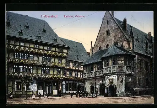 AK Halberstadt, Fischmarkt mit Rathaus und Ratskeller