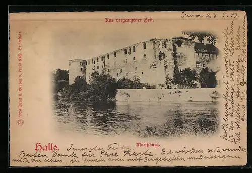 AK Halle a. S., Moritzburg, vom Wasser gesehen