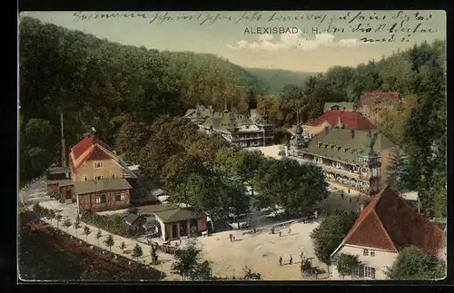 AK Alexisbad i. H., Totalansicht aus der Vogelschau