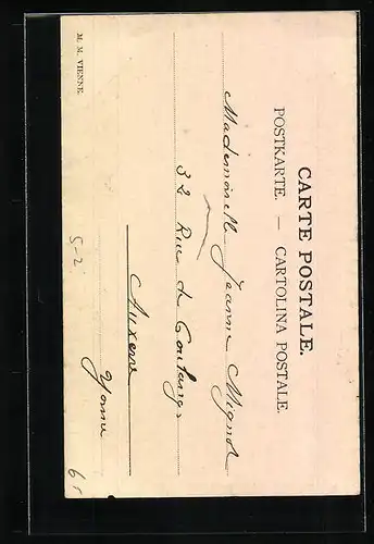 AK Junge Frau mit einem Vogel im Jugendstil