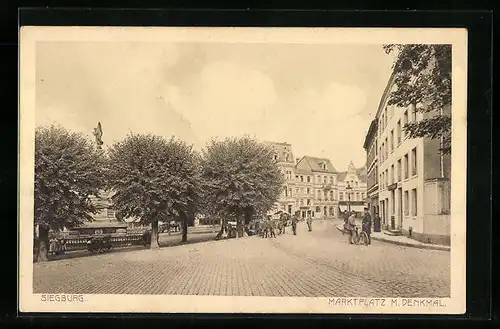 AK Siegburg, Marktplatz mit dem Denkmal