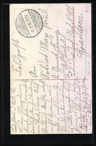 AK Fräulein Feldgrau im Herz-Rahmen