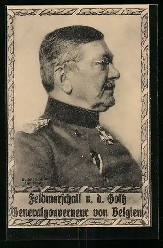 AK Feldmarschall v.d. Goltz in Uniform mit Brille