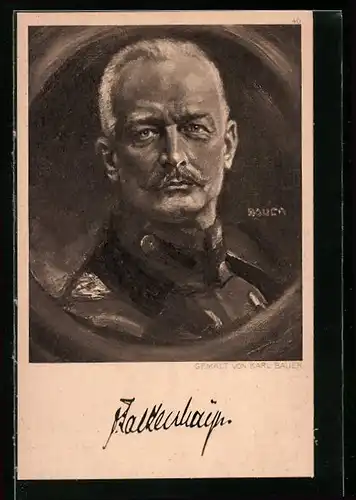 Künstler-AK Portrait General Erich von Falkenhayn in Uniform