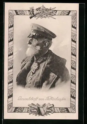 AK Generaloberst von Falkenhausen in Uniform mit Mütze