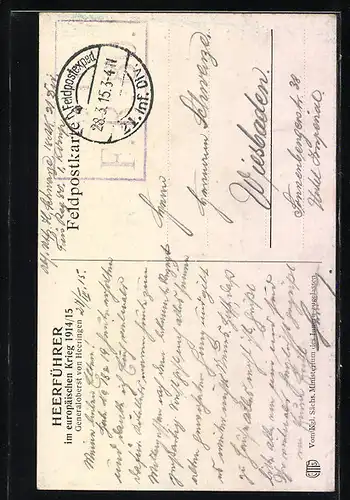 Künstler-AK Heerführer von Heeringen in Uniform