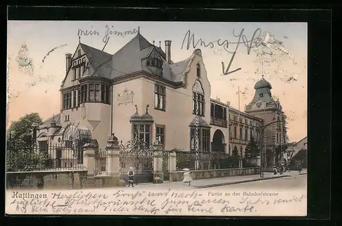 AK Hattingen, Partie an der Bahnhofstrasse