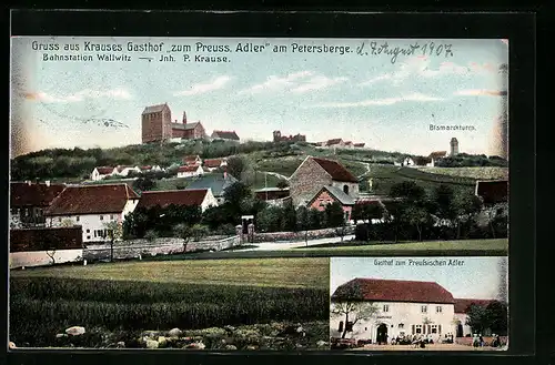 AK Wallwitz, Gasthof zum Preuss. Adler am Petersberge