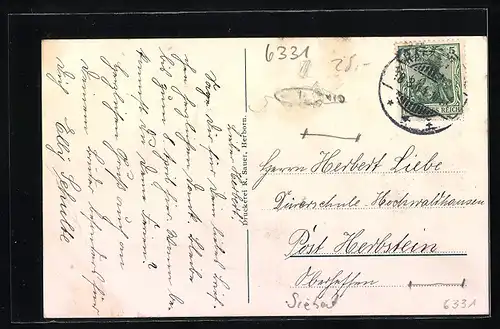 AK Holzhausen, Kaiser Wilhelm Jubiläums-Linde und Kriegerdenkmal, Totalansicht