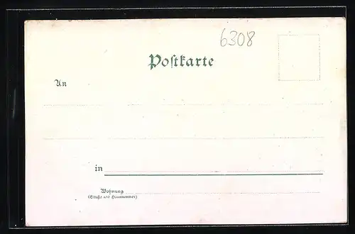 Lithographie Butzbach, Kirche, Turm, Häuserzeile, Ortsansicht