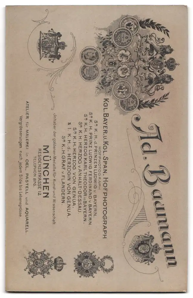 Fotografie Ad. Baumann, München, Opernsänger Raoul Walter mit Autograph und Widmung auf der Bildseite 1