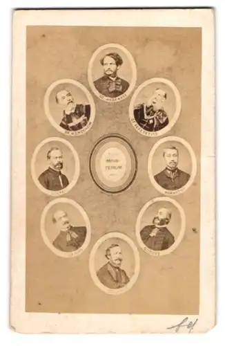 Fotografie unbekannter Fotograf und Ort, Ungarisches Ministerium 1867, Graf Andrassy, Horvath, Bela Wenckheim, Lonyai